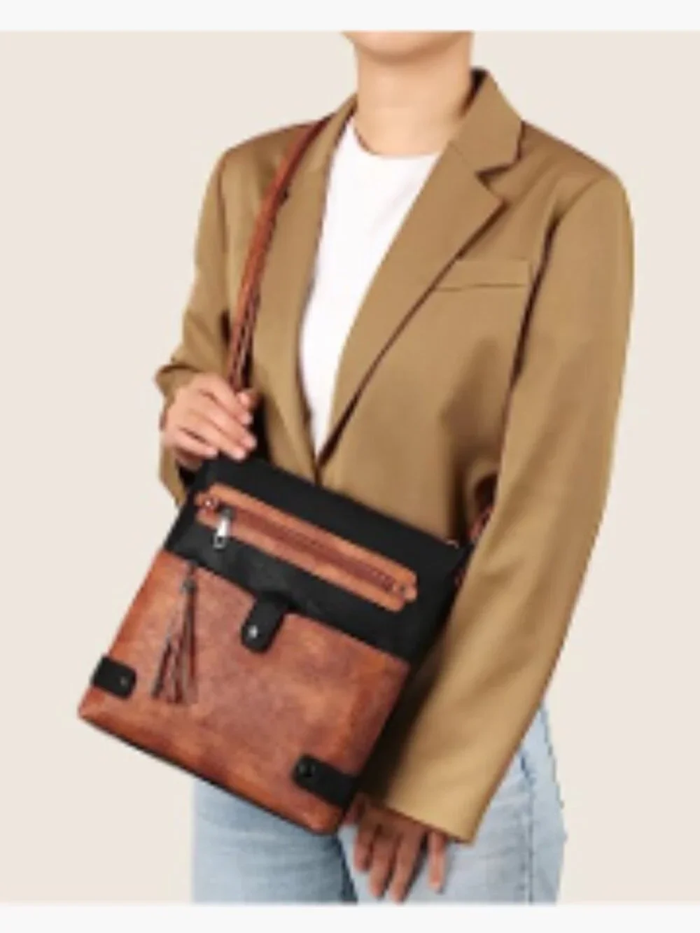 Waterproof Faux Leather Crossbody Bag for Women, Multi-Pocket Shoulder Handbag